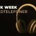 Illustration af et mørkt rum med tegneseriehovedtelefoner og klar tekst, der siger "BLACK WEEK HOVEDTELEFONER"