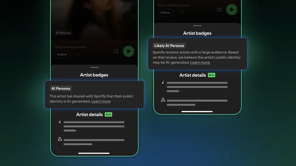 Spotify indfører mærkning af AI-personaer og begrænser deres synlighed i anbefalinger.