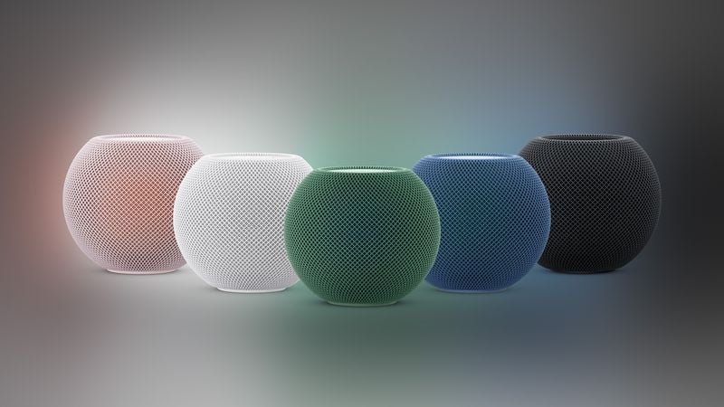 HomePod mini 2 i fem forskellige farver