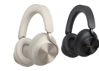 Technics EAH-A1000 i farverne Black og Platinum Greige, en blanding af grå og beige