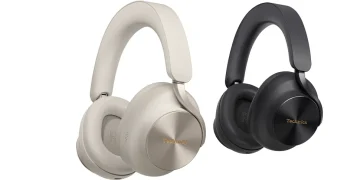 Technics EAH-A1000 i farverne Black og Platinum Greige, en blanding af grå og beige