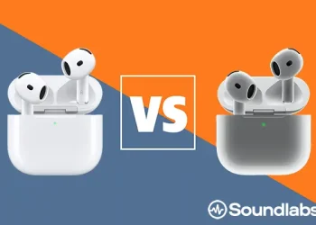 Illustration af sammenligning mellem Apple AirPods 5 og AirPods 4