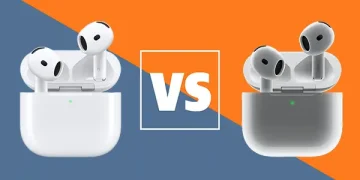 Illustration af sammenligning mellem Apple AirPods 5 og AirPods 4