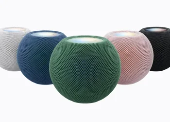 Apple HomePod mini 2 i farverne hvid, blå, grøn, pink og midnight