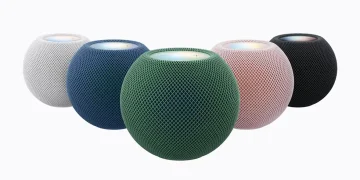 Apple HomePod mini 2 i farverne hvid, blå, grøn, pink og midnight