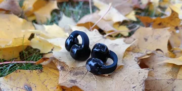 Sorte Sennheiser ACCENTUM Clip på tørrede efterårsblade på jorden